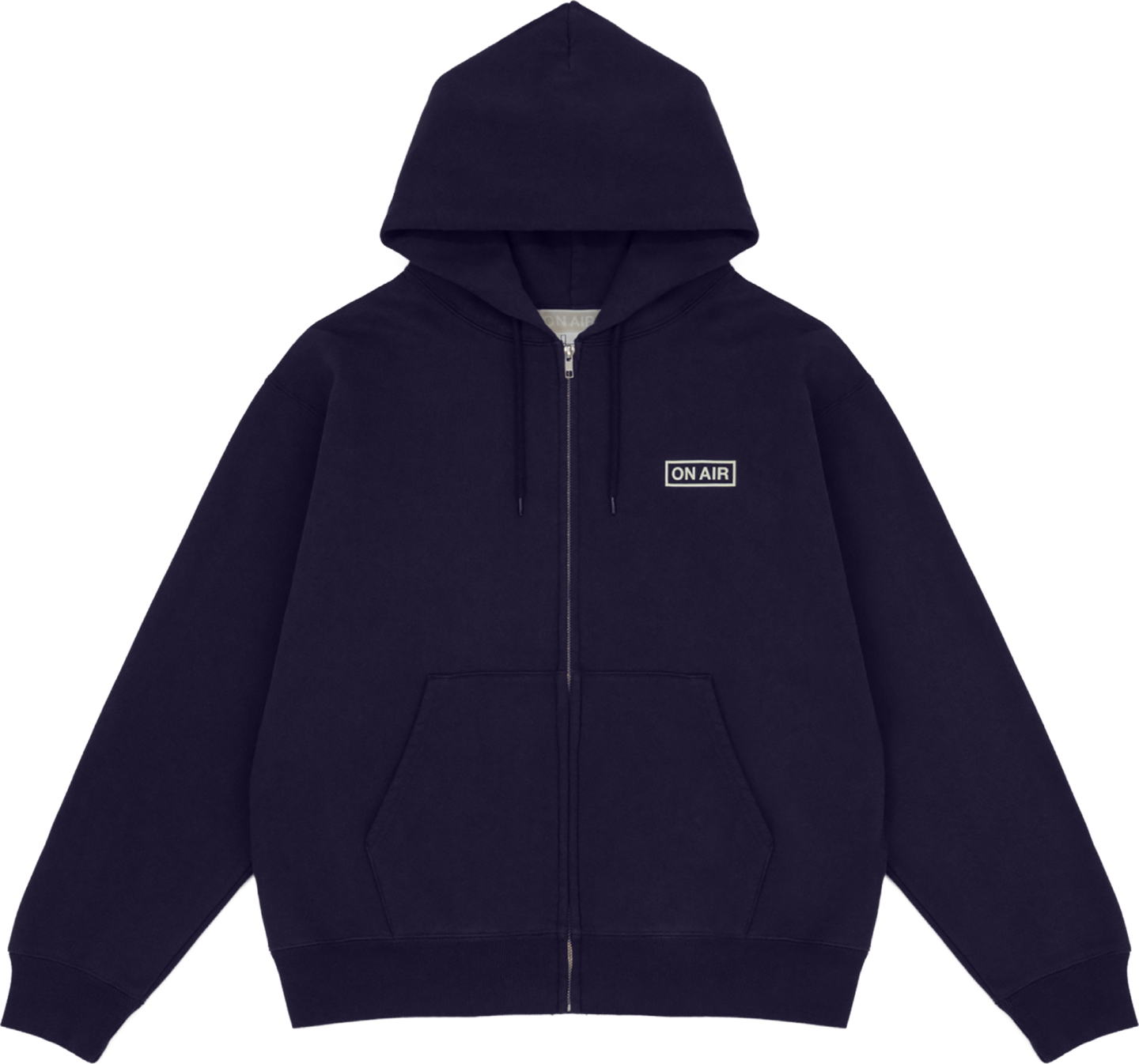 Basic Logo Heavyweight Fleece Full Zip Hoodie (Navy)