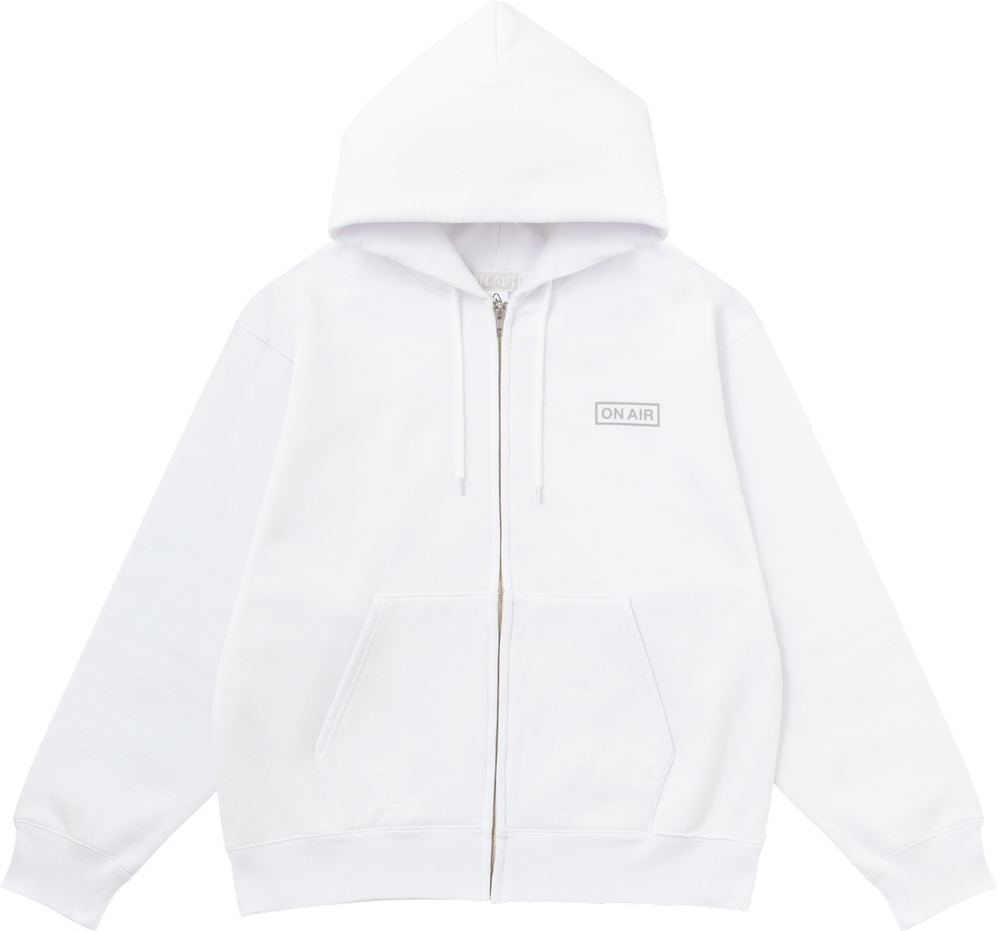Basic Logo Heavyweight Fleece Full Zip Hoodie (White)