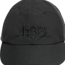 Load image into Gallery viewer, Pre Curve Brim 6 Panel Cap - 4:33 (Black / Black) - garbage
