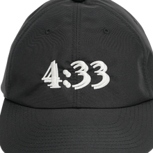 Load image into Gallery viewer, Pre Curve Brim 6 Panel Cap - 4:33 (Black / White) - garbage
