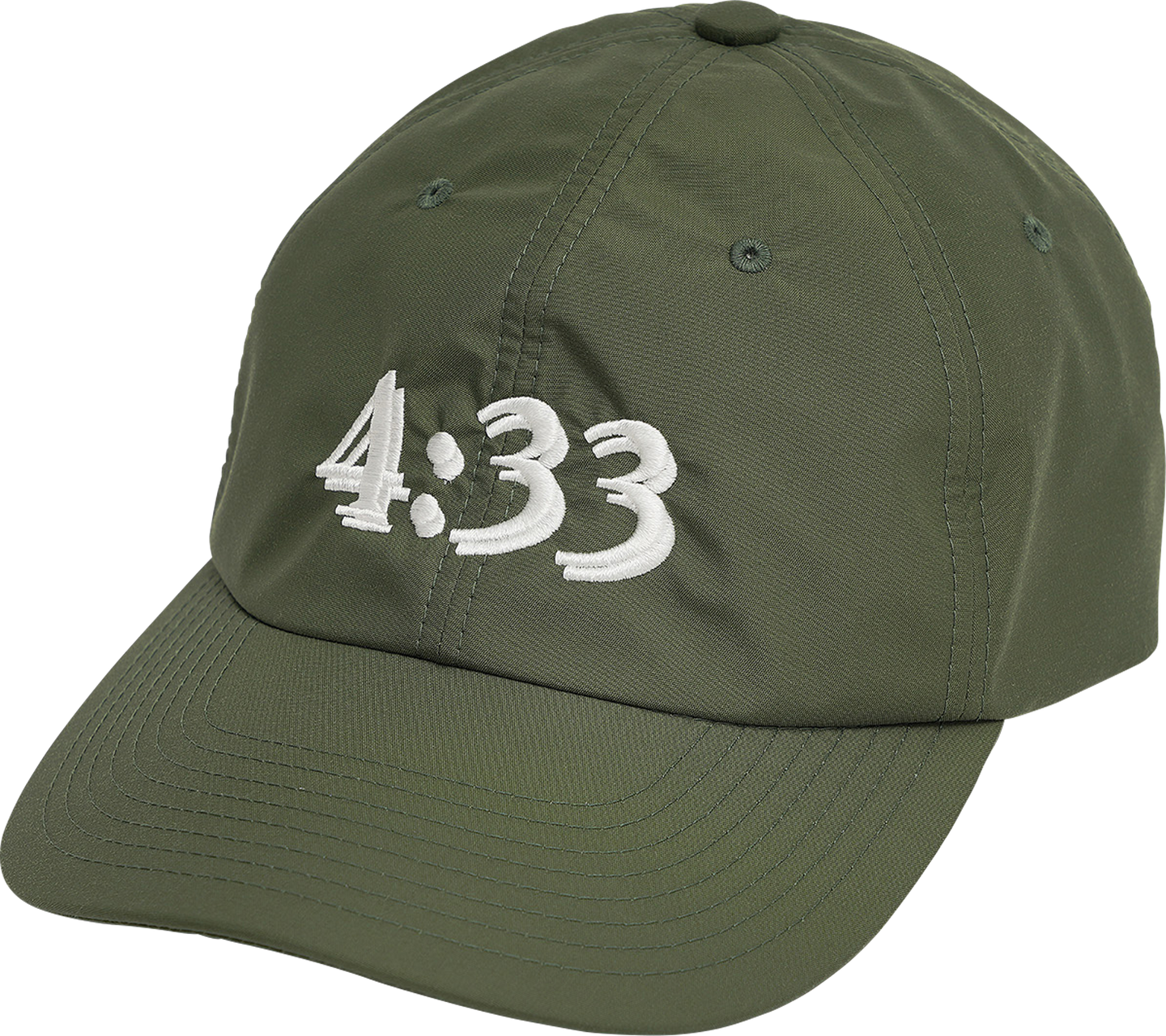 Pre Curve Brim 6 Panel Cap - 4:33 (Olive / White) - garbage