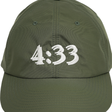 Load image into Gallery viewer, Pre Curve Brim 6 Panel Cap - 4:33 (Olive / White) - garbage
